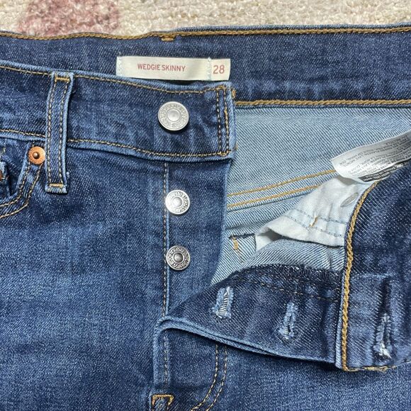 Levi's Wedgie Skinny Button Fly Raw Hem Sz 28 - Picture 7 of 9